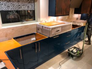 Sienna Orange, Majestic Teal & Oxidised Copper | Panelven Kitchens | Hampshire 