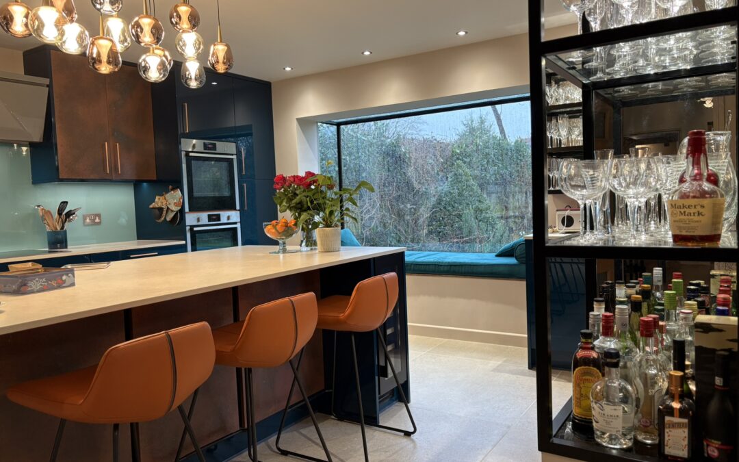 A Statement in Colour and Craft:  Sienna Orange, Majestic Teal & Oxidised Copper with Lunar Dekton.