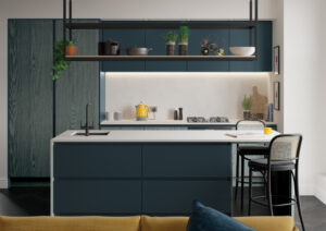Blue Handle-less Kitchen | Panelven Kitchens | Hampshire