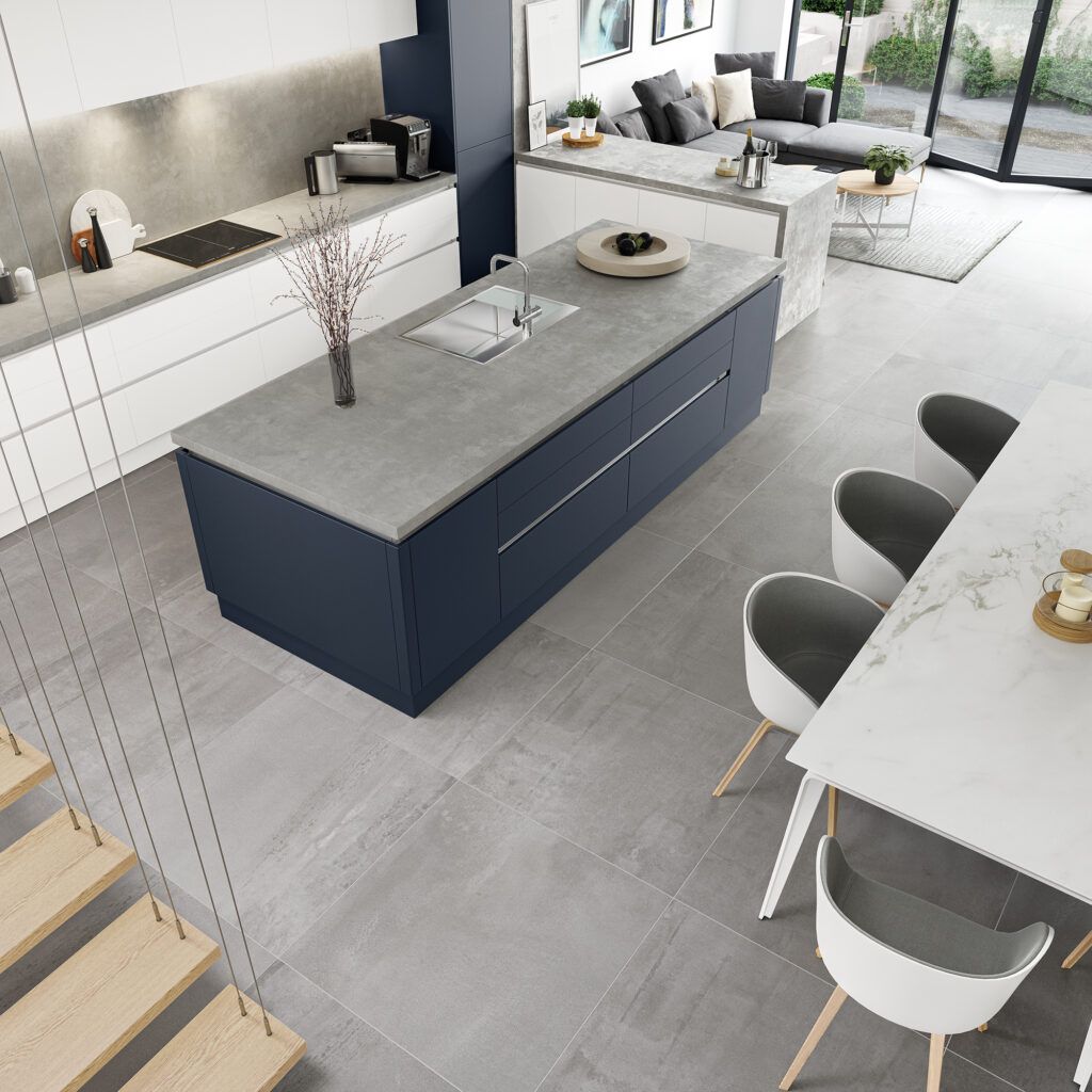 Blue Handle-less Kitchen | Panelven Kitchens | Hampshire