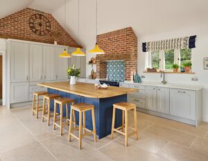 Prussian Blue and Soft Grey - Faux Inframe Shaker Kitchen | Panelven Kitchens | Hampshire