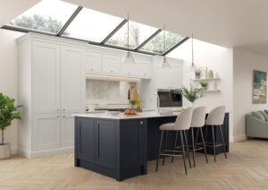 Light Grey and Slate Blue Shaker Kitchen | Panelven Kitchens | Hampshire